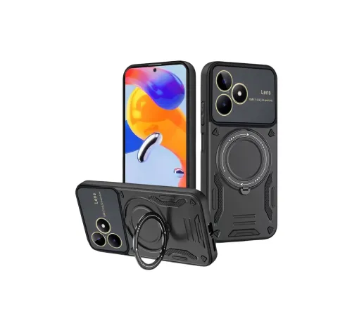 Realme C53 Kılıf Joy Lens Standlı Kapak - Siyah