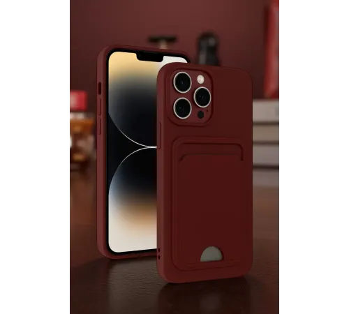Apple iPhone 15 Pro Max Kılıf Kelvin Kartvizitli Silikon - Bordo
