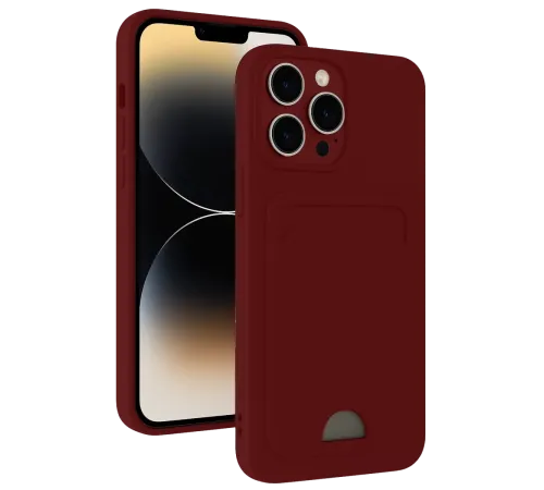 Apple iPhone 15 Pro Max Kılıf Kelvin Kartvizitli Silikon - Bordo