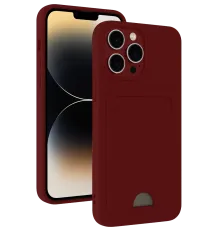 Apple iPhone 15 Pro Max Kılıf Kelvin Kartvizitli Silikon - Bordo