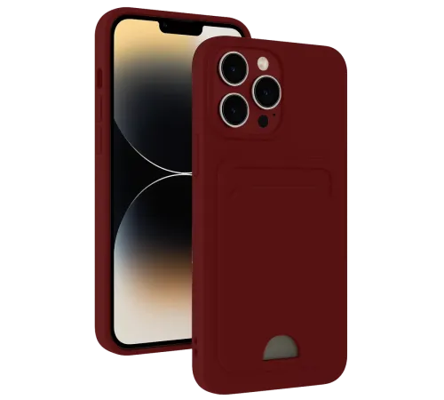 Apple iPhone 15 Pro Max Kılıf Kelvin Kartvizitli Silikon - Bordo