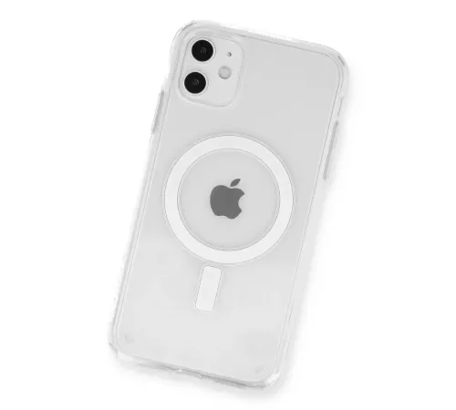 Apple iPhone 11 Kılıf Magneticsafe Şeffaf Silikon - Şeffaf