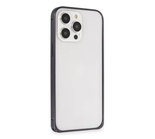 iPhone 14 Pro Kılıf Metal Bumper Magneticsafe Kapak - Derin Mor