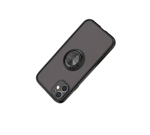 Apple iPhone 11 Kılıf Montreal Yüzüklü Silikon Kapak - Siyah