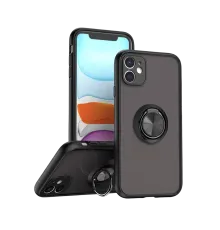 Apple iPhone 11 Kılıf Montreal Yüzüklü Silikon Kapak - Siyah