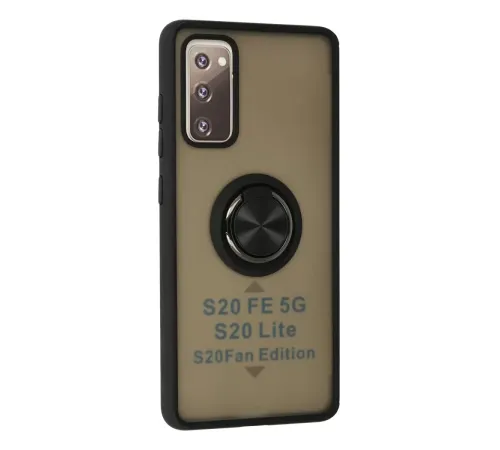 Samsung Galaxy S20 FE Kılıf Montreal Yüzüklü Silikon Kapak - Siyah
