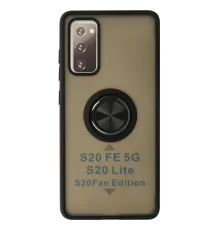 Samsung Galaxy S20 FE Kılıf Montreal Yüzüklü Silikon Kapak - Siyah
