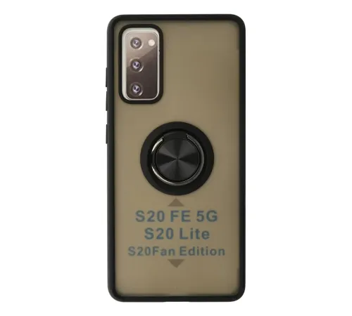 Samsung Galaxy S20 FE Kılıf Montreal Yüzüklü Silikon Kapak - Siyah