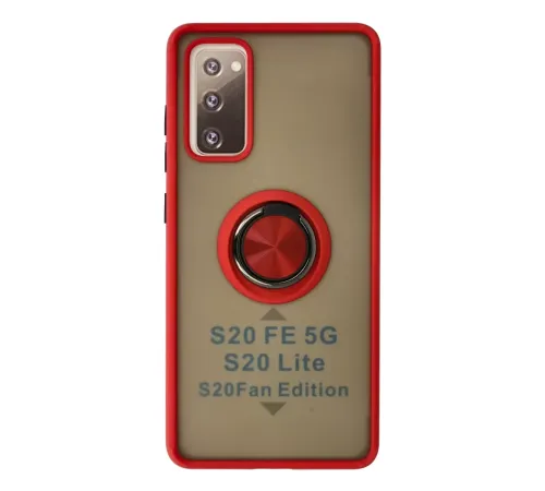 Samsung Galaxy S20 FE Kılıf Montreal Yüzüklü Silikon Kapak - Kırmızı