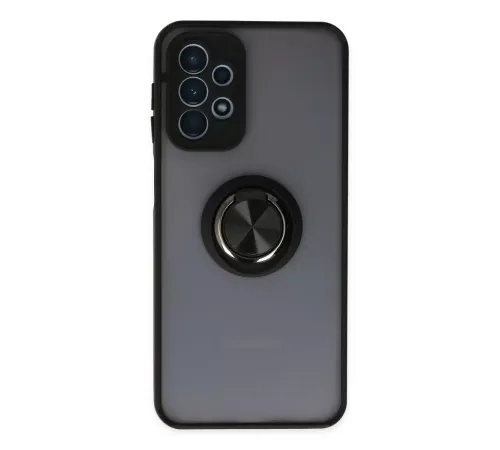 Samsung Galaxy A23 4G Kılıf Montreal Yüzüklü Silikon Kapak - Siyah