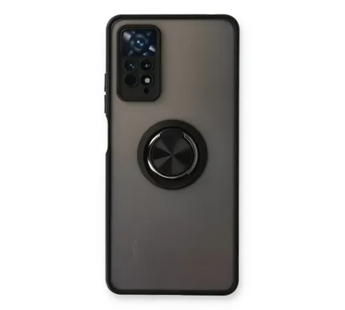 Xiaomi Redmi Note 11 Pro Kılıf Montreal Yüzüklü Silikon Kapak - Siyah