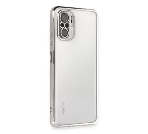 Redmi Note 10 Kılıf Lensli Silikon - Gümüş
