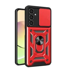 Samsung Galaxy A35 5G Kılıf Pars Lens Yüzüklü Silikon - Kırmızı