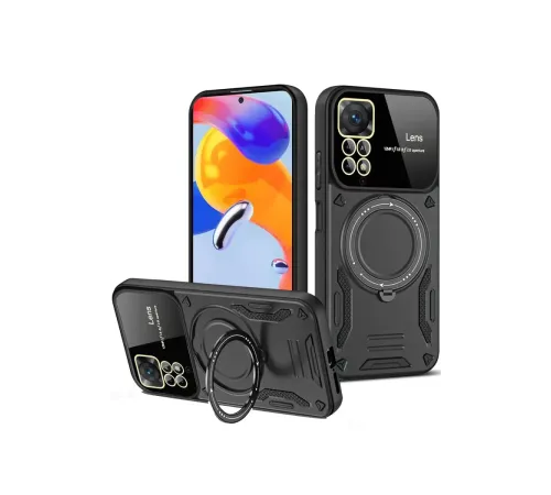 Redmi Note 12 Pro 4G Kılıf Joy Lens Standlı Kapak - Siyah