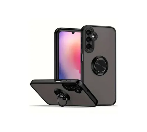 Samsung Galaxy A16 5G Kılıf Montreal Yüzüklü Silikon Kapak - Siyah