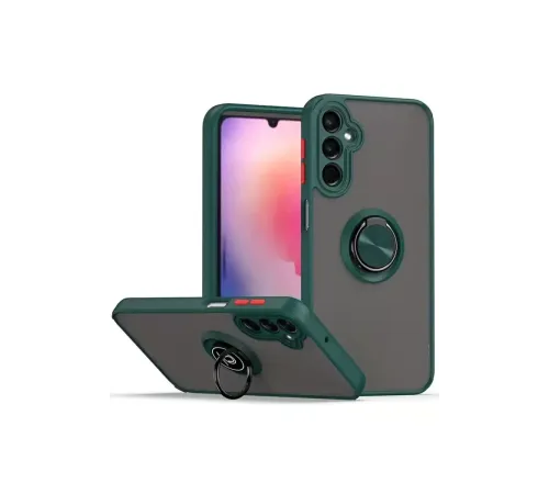 Samsung Galaxy A16 5G Kılıf Montreal Yüzüklü Silikon Kapak - Yeşil