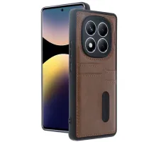 Redmi Note 14 Pro 5G Kılıf Sara Kartvizitli Deri Kılıf - Taba