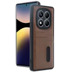 Redmi Note 14 Pro 5G Kılıf Sara Kartvizitli Deri Kılıf - Taba