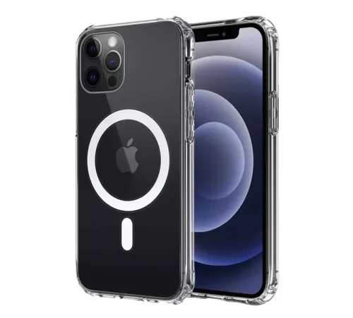 Apple iPhone 12 Kılıf Magneticsafe Şeffaf Silikon - Şeffaf