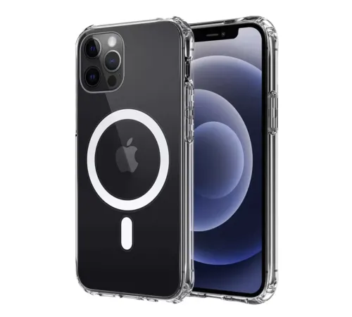 Apple iPhone 12 Kılıf Magneticsafe Şeffaf Silikon - Şeffaf