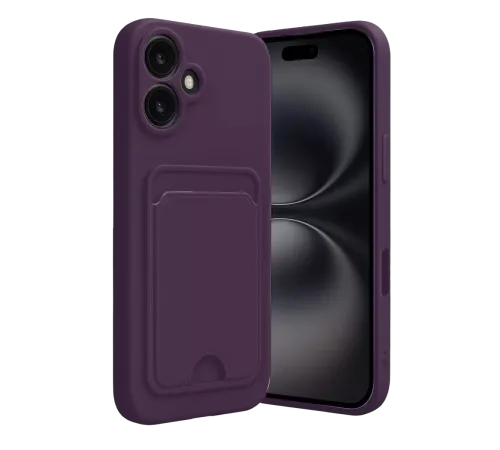 Apple iPhone 16 Kılıf Kelvin Kartvizitli Silikon - Derin Mor