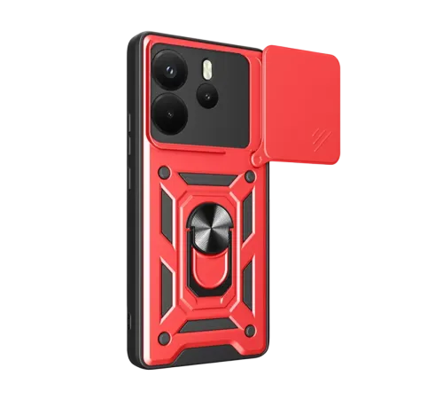 Xiaomi Redmi Note 14 4G Pars Lens Yüzüklü Silikon - Kırmızı