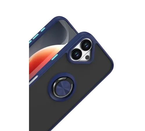 Apple iPhone 17 Montreal Yüzüklü Silikon Kapak - Lacivert