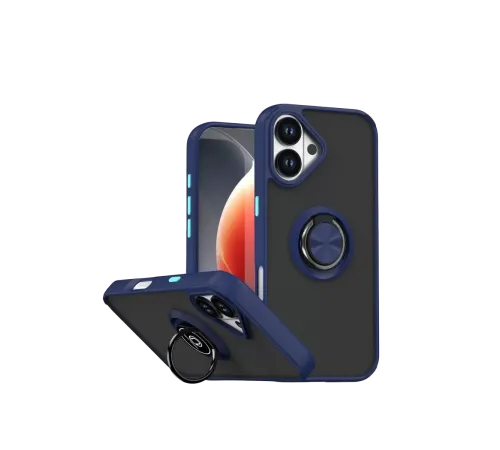 Apple iPhone 17 Montreal Yüzüklü Silikon Kapak - Lacivert