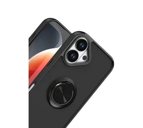 Apple iPhone 17 Montreal Yüzüklü Silikon Kapak - Siyah