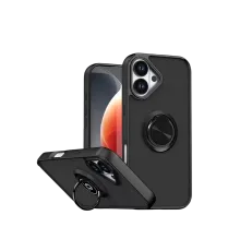 Apple iPhone 17 Montreal Yüzüklü Silikon Kapak - Siyah