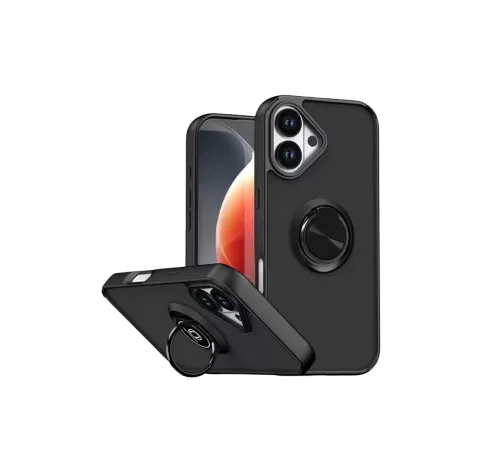 Apple iPhone 17 Montreal Yüzüklü Silikon Kapak - Siyah