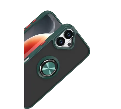 Apple iPhone 17 Montreal Yüzüklü Silikon Kapak - Yeşil