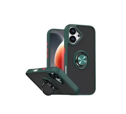 Apple iPhone 17 Montreal Yüzüklü Silikon Kapak - Yeşil