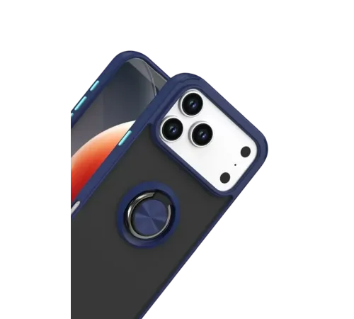Apple iPhone 17 Pro Max Montreal Yüzüklü Silikon Kapak - Lacivert