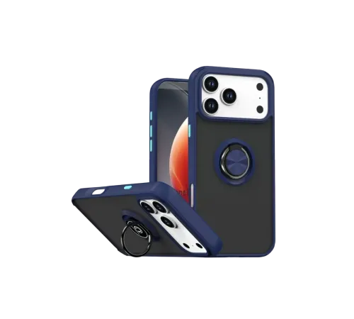 Apple iPhone 17 Pro Max Montreal Yüzüklü Silikon Kapak - Lacivert