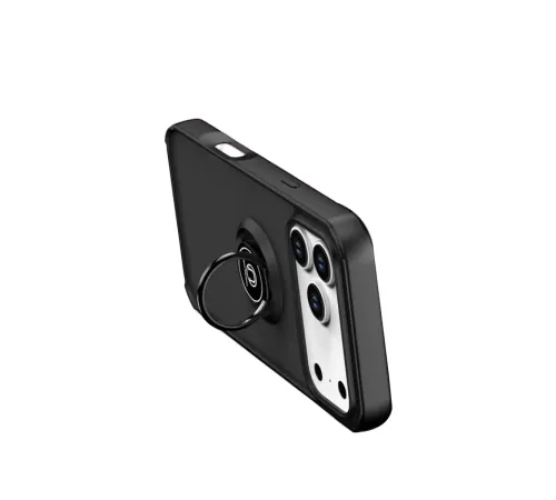 Apple iPhone 17 Pro Max Montreal Yüzüklü Silikon Kapak - Siyah