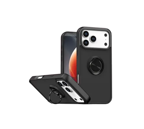 Apple iPhone 17 Pro Max Montreal Yüzüklü Silikon Kapak - Siyah