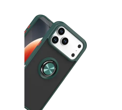 Apple iPhone 17 Pro Max Montreal Yüzüklü Silikon Kapak - Yeşil