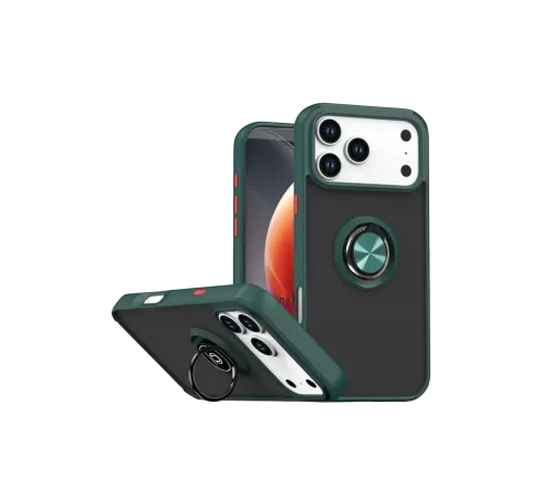 Apple iPhone 17 Pro Max Montreal Yüzüklü Silikon Kapak - Yeşil