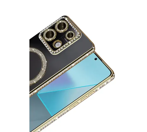 Xiaomi Redmi Note 13 Pro 4G Joke Simli Magneticsafe Kılıf - Gold