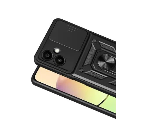 Samsung Galaxy A07 4G Pars Lens Yüzüklü Silikon - Siyah