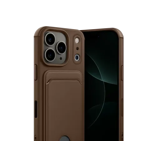 Apple iPhone 17 Pro Max Kelvin Kartvizitli Silikon - Kahverengi