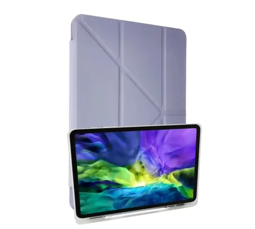 Apple iPad 10.2 (8.nesil) Kılıf Kalemlikli Mars Tablet Kılıfı - Lila
