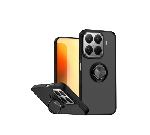 Xiaomi Mi 15T Pro Montreal Yüzüklü Silikon Kapak - Siyah