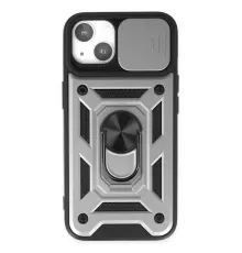 Apple iPhone 14 Kılıf Pars Lens Yüzüklü Silikon - Gümüş
