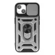 Apple iPhone 14 Kılıf Pars Lens Yüzüklü Silikon - Gümüş