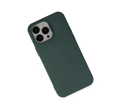 Apple iPhone 14 Pro Max Kılıf Nano içi Kadife Silikon - Koyu Yeşil
