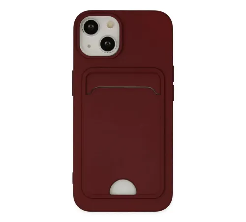 Apple iPhone 14 Plus Kılıf Kelvin Kartvizitli Silikon - Bordo