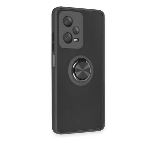 Xiaomi Redmi Note 12 Pro 5G Kılıf Montreal Yüzüklü Silikon Kapak - Siyah