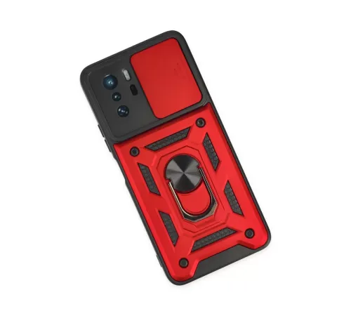 Xiaomi Poco X3 GT Kılıf Pars Lens Yüzüklü Silikon - Kırmızı
